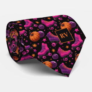 Halloween Spooky Skate Night Monogrammed Neck Tie