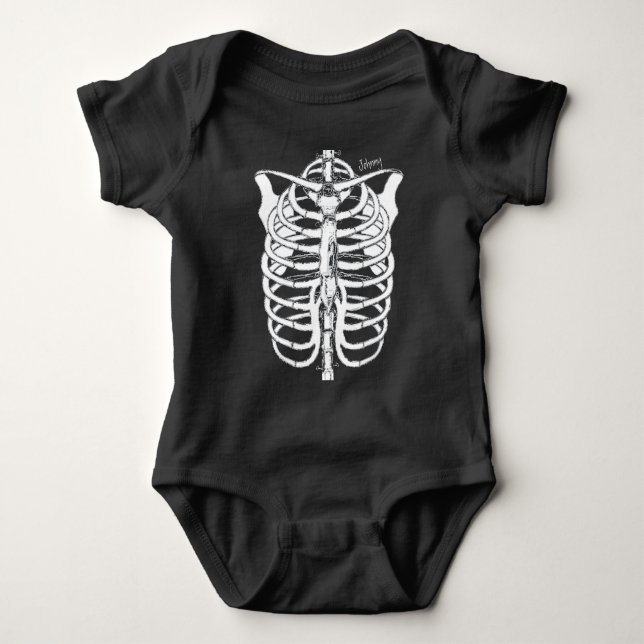 Halloween Spooky Skeleton Baby Newborn Cute Baby Bodysuit (Front)