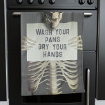 Halloween Spooky Skeleton Funny Wash Your Pans Kitchen Towel<br><div class="desc">Have a creepy message you want to send and need your pots drying? Boom! Perfect for your Halloween kitchen</div>