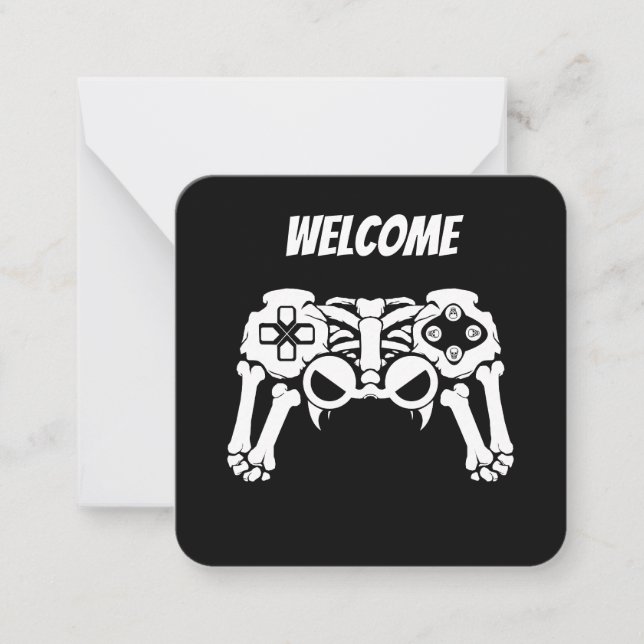 Halloween Spooky Skeleton Gamer Controller Gaming Note Card (Front)
