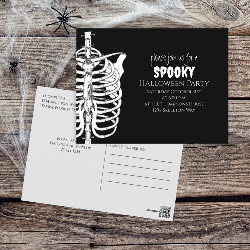Halloween Spooky Skeleton Scary Typography Postcard