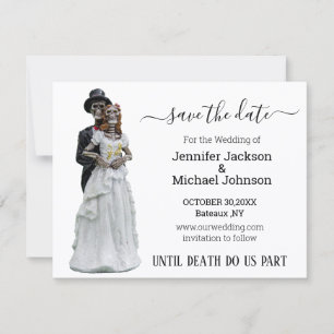 halloween spooky skeletons bride and groom   save the date