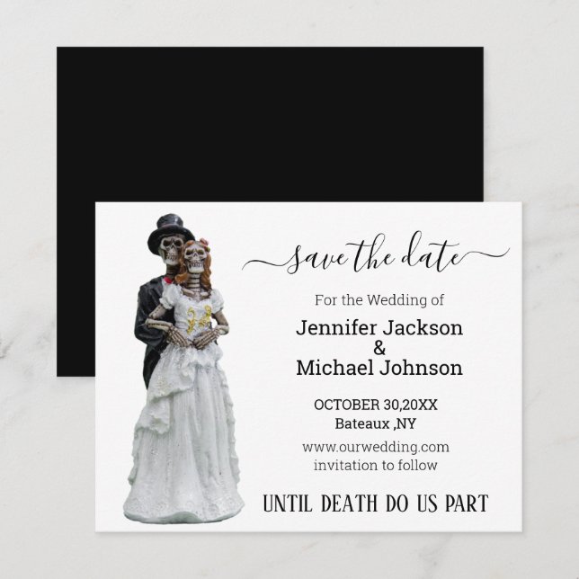halloween spooky skeletons bride and groom   save the date (Front/Back)