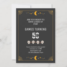 Halloween spooky skulls black 50th birthday