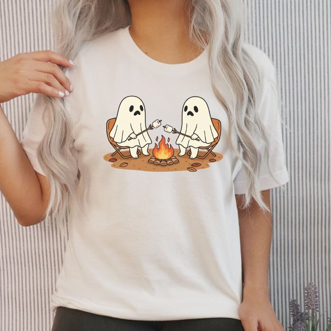 Halloween Spooky S'mores Campfire Ghost Tri-Blend Shirt (Halloween Spooky S'mores Campfire Ghost Tri-Blend Shirt)