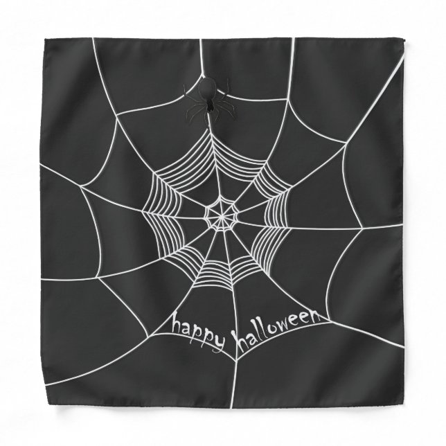 Halloween Spooky Spider Web Scary Typography Bandana (Front)