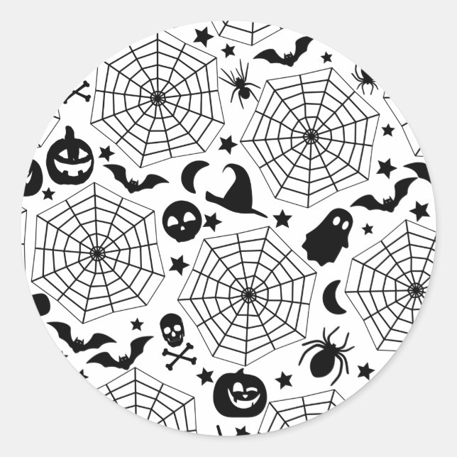 Halloween Spooky Spiderwebs Classic Round Sticker (Front)