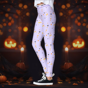 Halloween Spooky Stars Purple Name Leggings