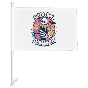 Halloween Spooky Summer Skeleton Drink Car Flag