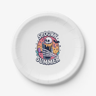 Halloween Spooky Summer Skeleton Drink Paper Plates