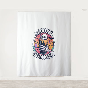 Halloween Spooky Summer Skeleton Drink Tapestry