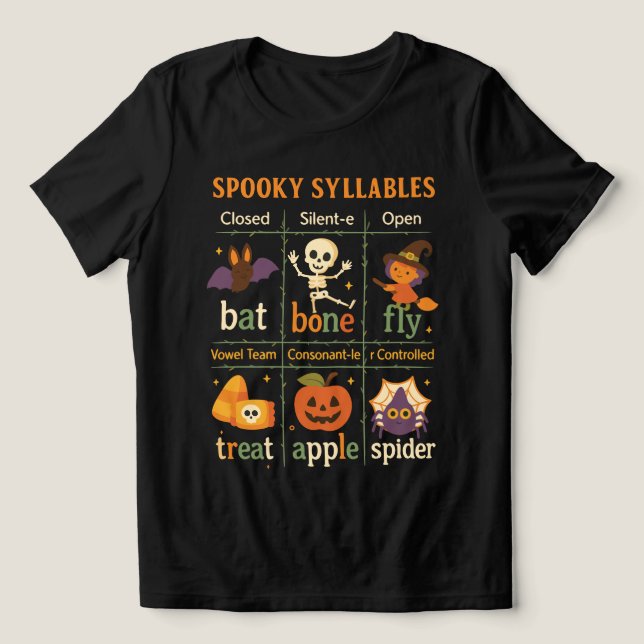 Halloween “Spooky Syllables” Poster – Fun Class Tri-Blend Shirt (Design Front)