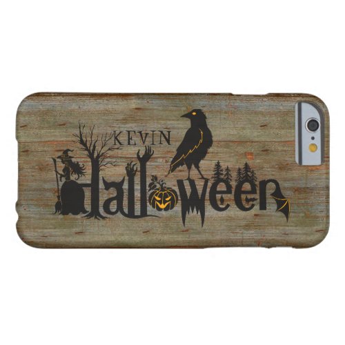 Halloween Spooky Text Over Aged Wood Barely There iPhone 6 Case