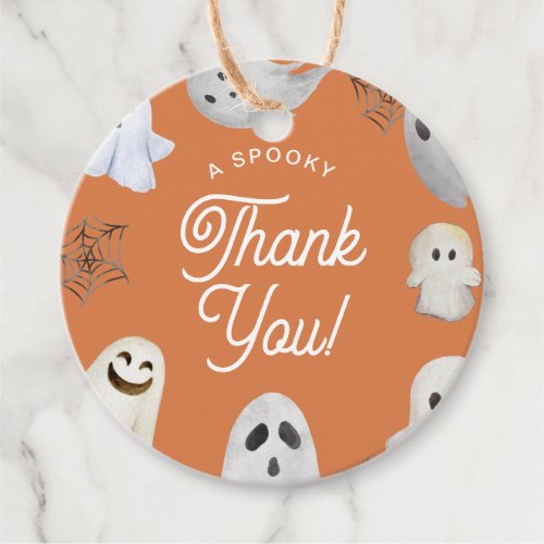 Halloween Spooky Thank You Orange Ghosts Favor Tags