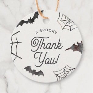 Halloween Spooky Thank You Purple Bats & Spiderweb Favor Tags