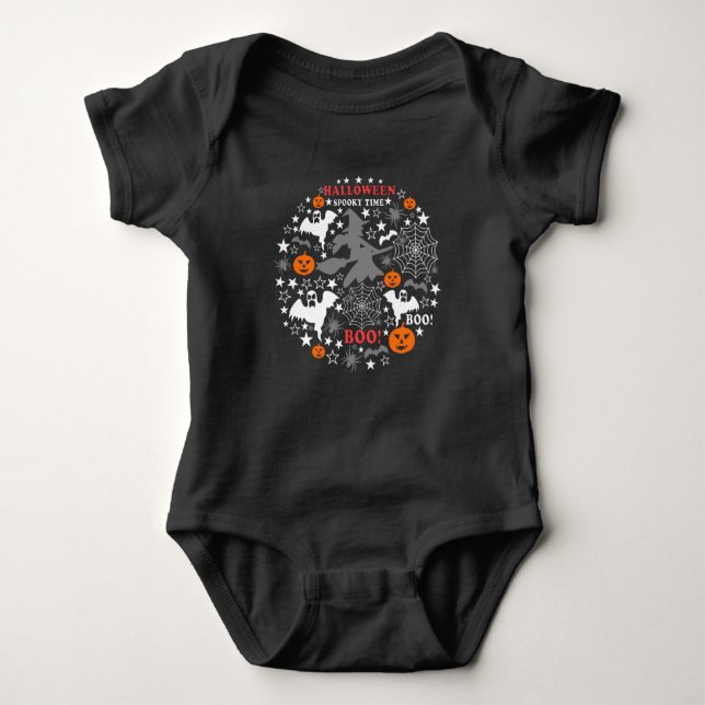Halloween Spooky Time Baby Bodysuit (Front)