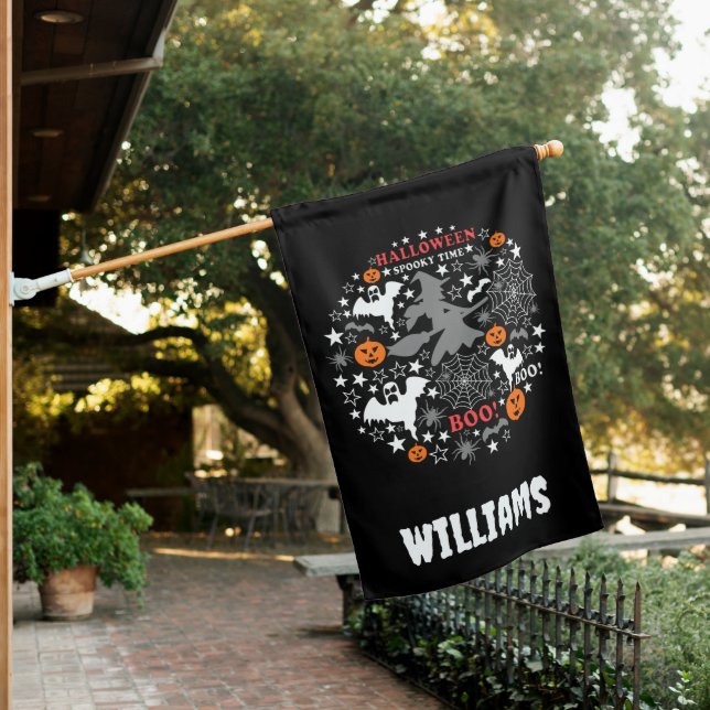 Halloween Spooky Time House Flag (In SItu)