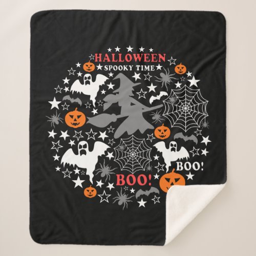 Halloween Spooky Time Sherpa Blanket