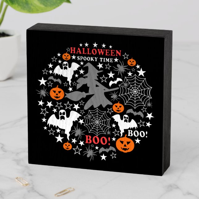 Halloween Spooky Time Wooden Box Sign (In Situ Horizontal)