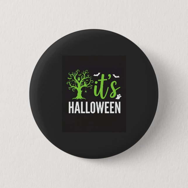 Halloween Spooky Tree Bats Vector Design_1 Button (Front)