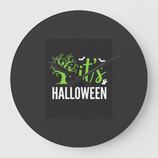 Halloween Spooky Tree Bats Vector Design_1 Large Clock (Front)