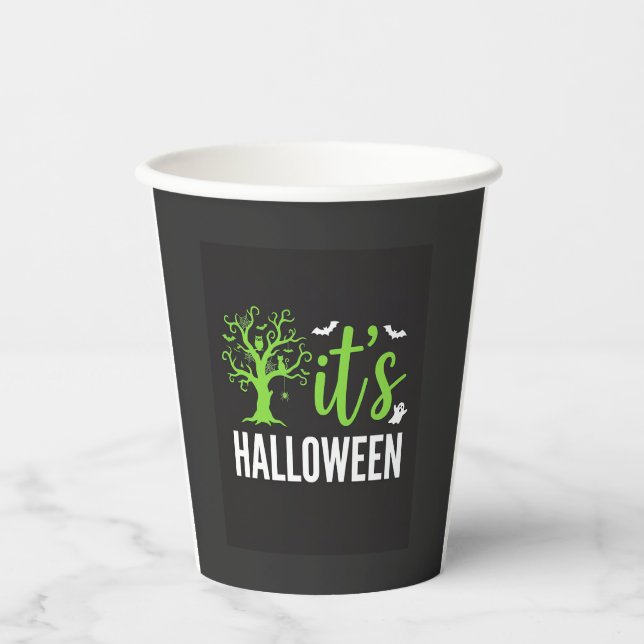 Halloween Spooky Tree Bats Vector Design_1 Paper Cups (Front)