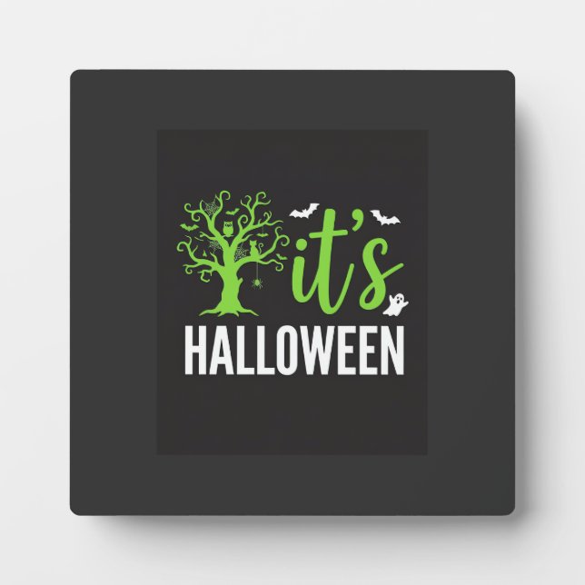 Halloween Spooky Tree Bats Vector Design_1 Plaque (Front)
