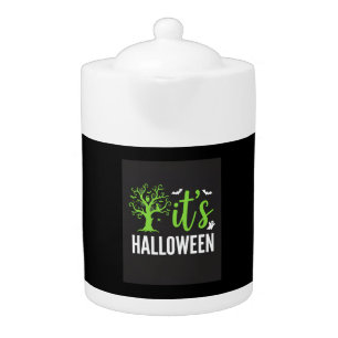 Halloween Spooky Tree Bats Vector Design_1 Teapot