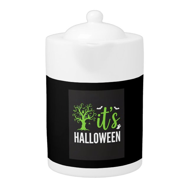Halloween Spooky Tree Bats Vector Design_1 Teapot (Front)