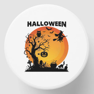 Halloween Spooky Tree Flying Witch Orange Moon Bla Mini Candle Favors
