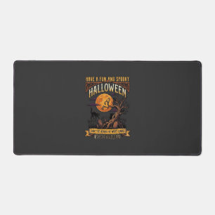 Halloween Spooky Tree Full Moon Black Cat Graveyar Desk Mat