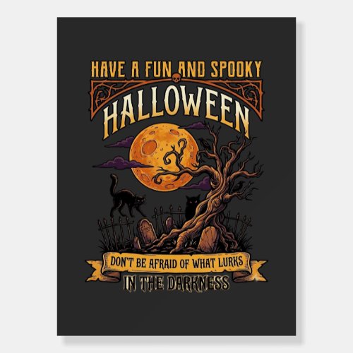 Halloween Spooky Tree Full Moon Black Cat Graveyar Foam Board