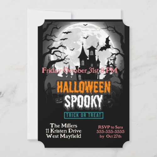 Halloween Spooky Trick Or Treat Party Invitation