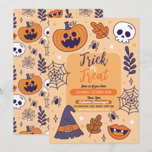 Halloween Spooky Trick or Treat Party Pumpkins Invitation