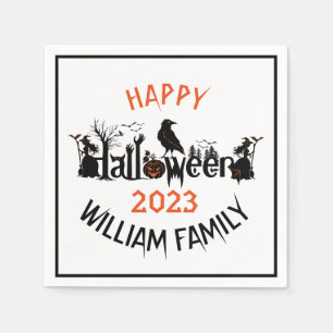 Halloween Spooky Typography Concept Design Paper Napkins