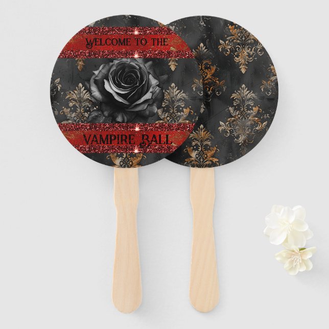 Halloween spooky vampire party hand fan (Front and Back)