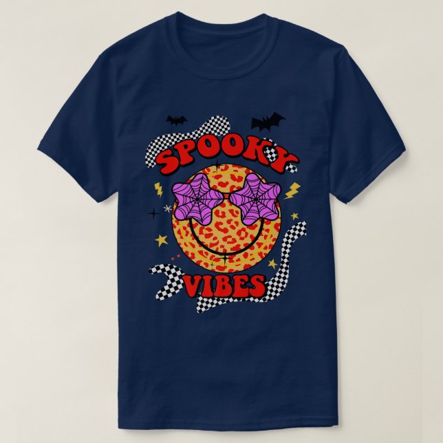 Halloween Spooky Vibes Cool Retro 70s Premium  T-Shirt (Design Front)