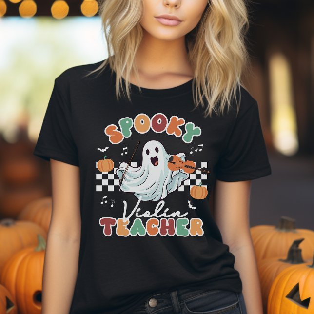 Halloween Spooky Violin Teacher Music T-Shirt (Creator Uploaded)