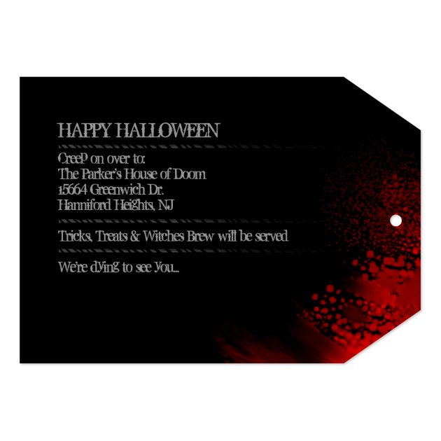 Halloween Spooky Warning Tag Invitation - Black