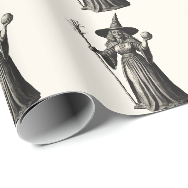 Halloween Spooky Witch a Full Moon Wrapping Paper (Roll Corner)