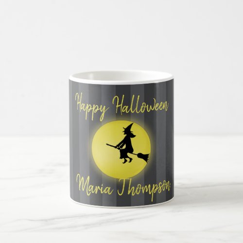 Halloween Spooky Witch Broomstick Moonlight Coffee Mug