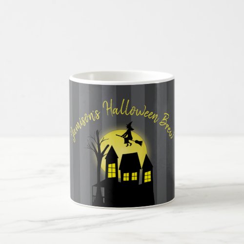 Halloween Spooky Witch Broomstick Moonlight Coffee Mug