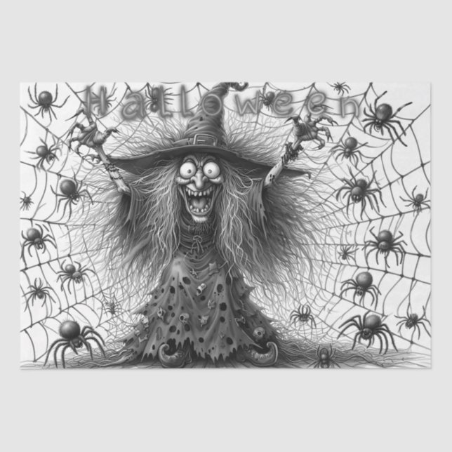 Halloween Spooky Witch Cartoon Tissue Paper (Front)