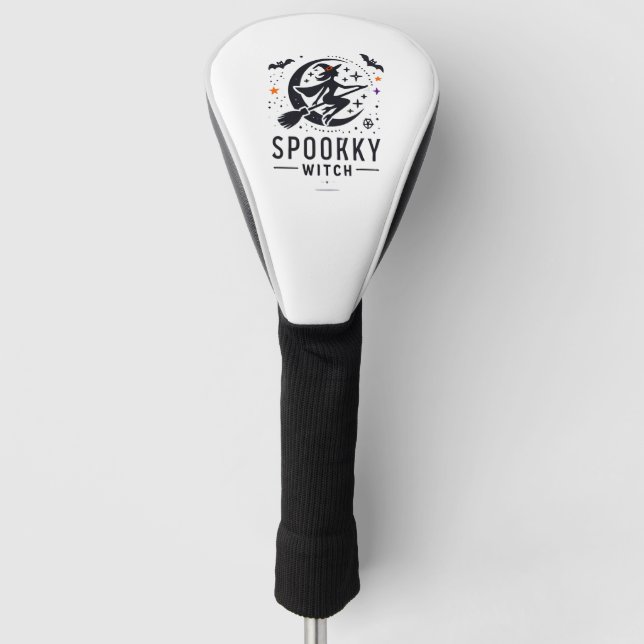 Halloween Spooky Witch Design - Flying on Broom Golf Head Cover (Front)