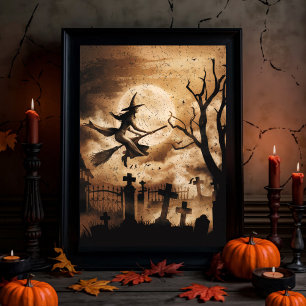 Halloween Spooky Witch Flying Across a Full Moon Tissue Paper