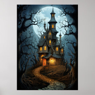Halloween Spooky Witch House Poster