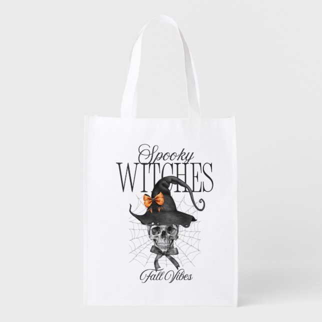 Halloween Spooky witches , Funny Halloween  Grocery Bag (Front)