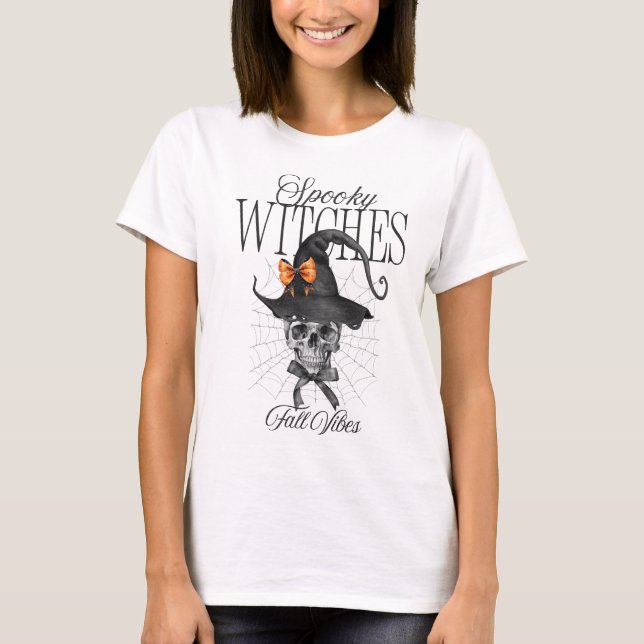 Halloween Spooky witches , Funny Halloween  T-Shirt (Front)