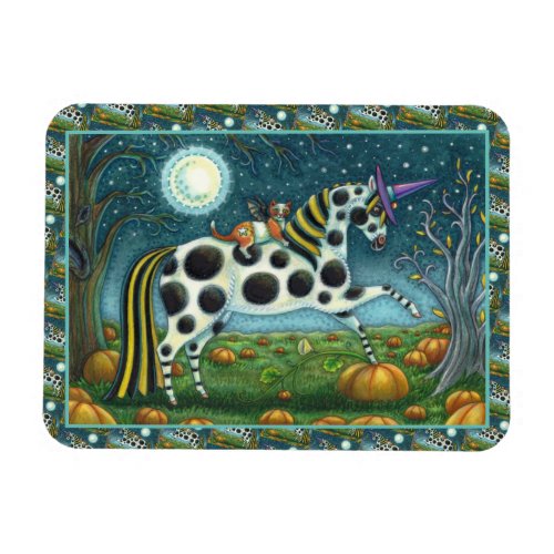 HALLOWEEN SPOTTED PONY & BAT CAT Fantasy Horse Magnet
