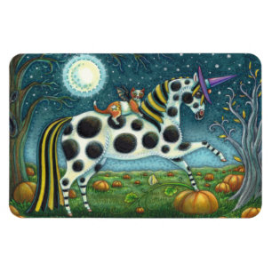 HALLOWEEN SPOTTED PONY & BAT CAT Fantasy Horse Magnet